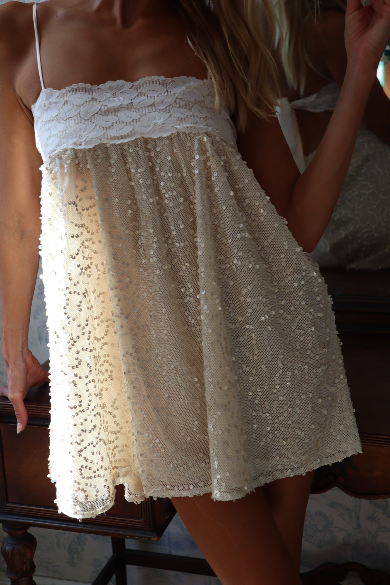SOPHIA DRESS - IVORY SEQUIN