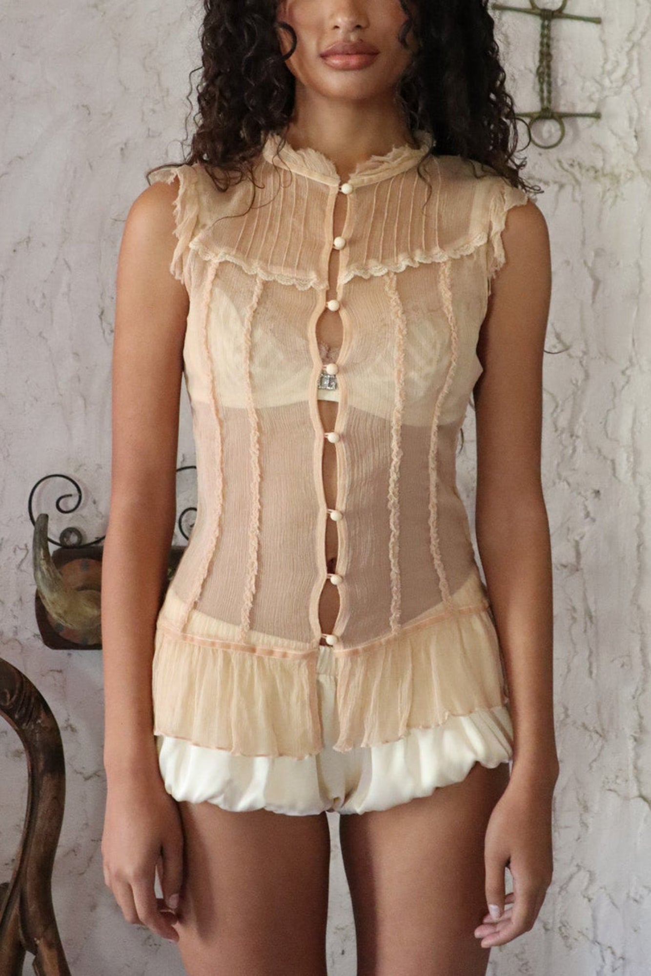 FEMME TOP - NUDE CHIFFON