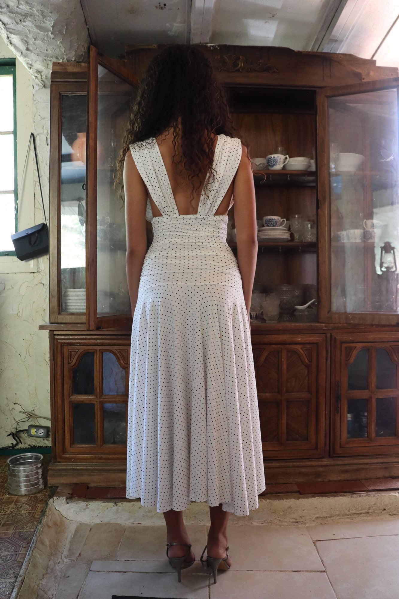 CHARLOTTE DRESS - WHITE POLKA DOT