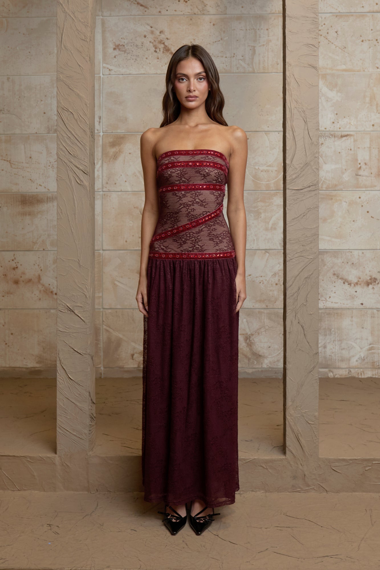 COLETTE DRESS - BORDEAUX