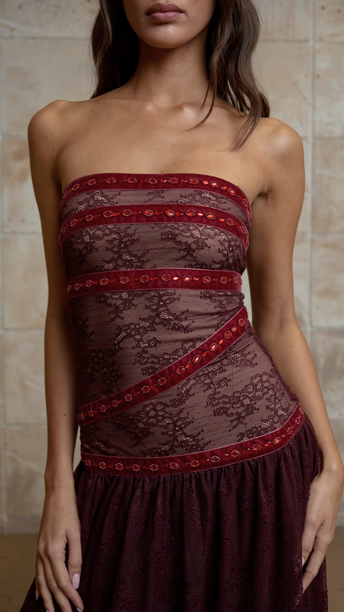 COLETTE DRESS - BORDEAUX