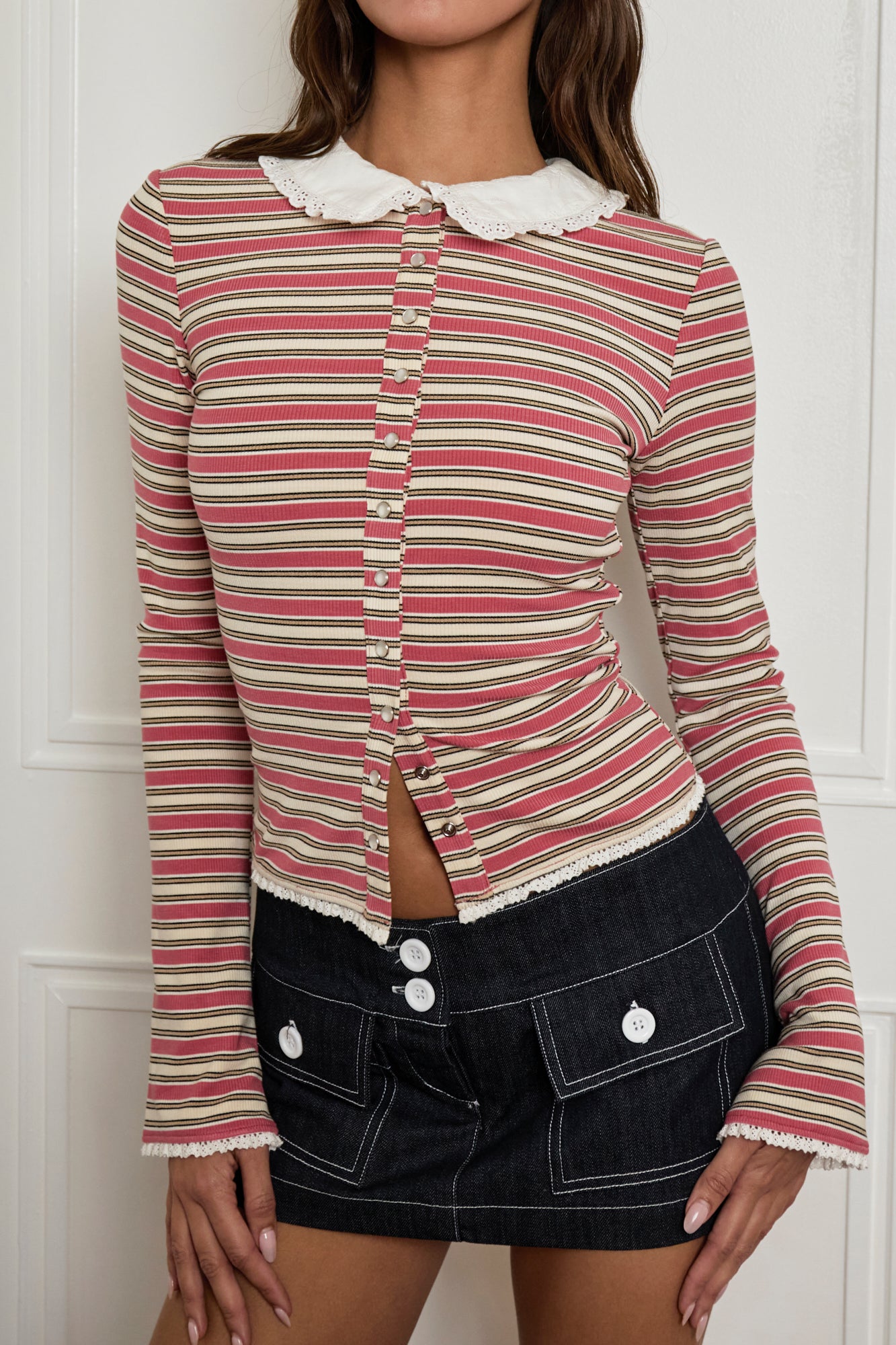 EDITH CARDIGAN - SCARLET STRIPE