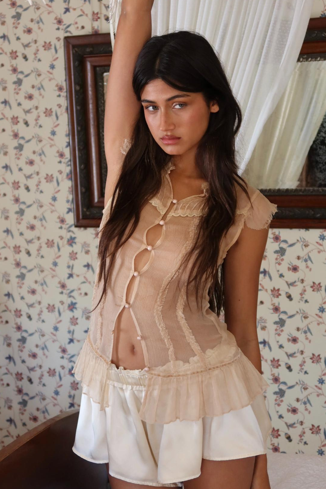 FEMME TOP - NUDE CHIFFON
