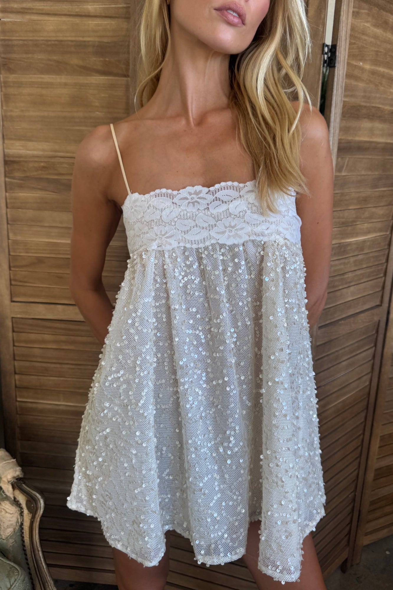 SOPHIA DRESS - IVORY SEQUIN