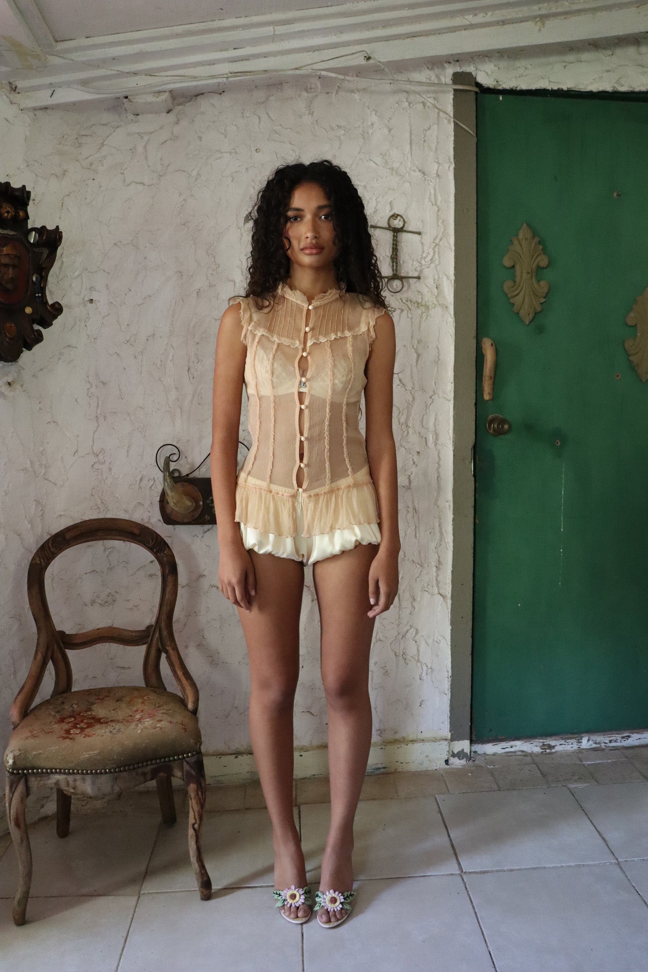 FEMME TOP - NUDE CHIFFON