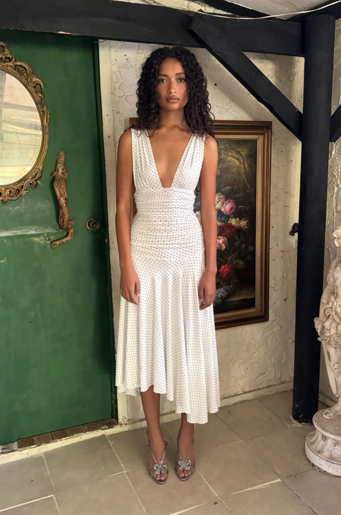 CHARLOTTE DRESS - WHITE POLKA DOT