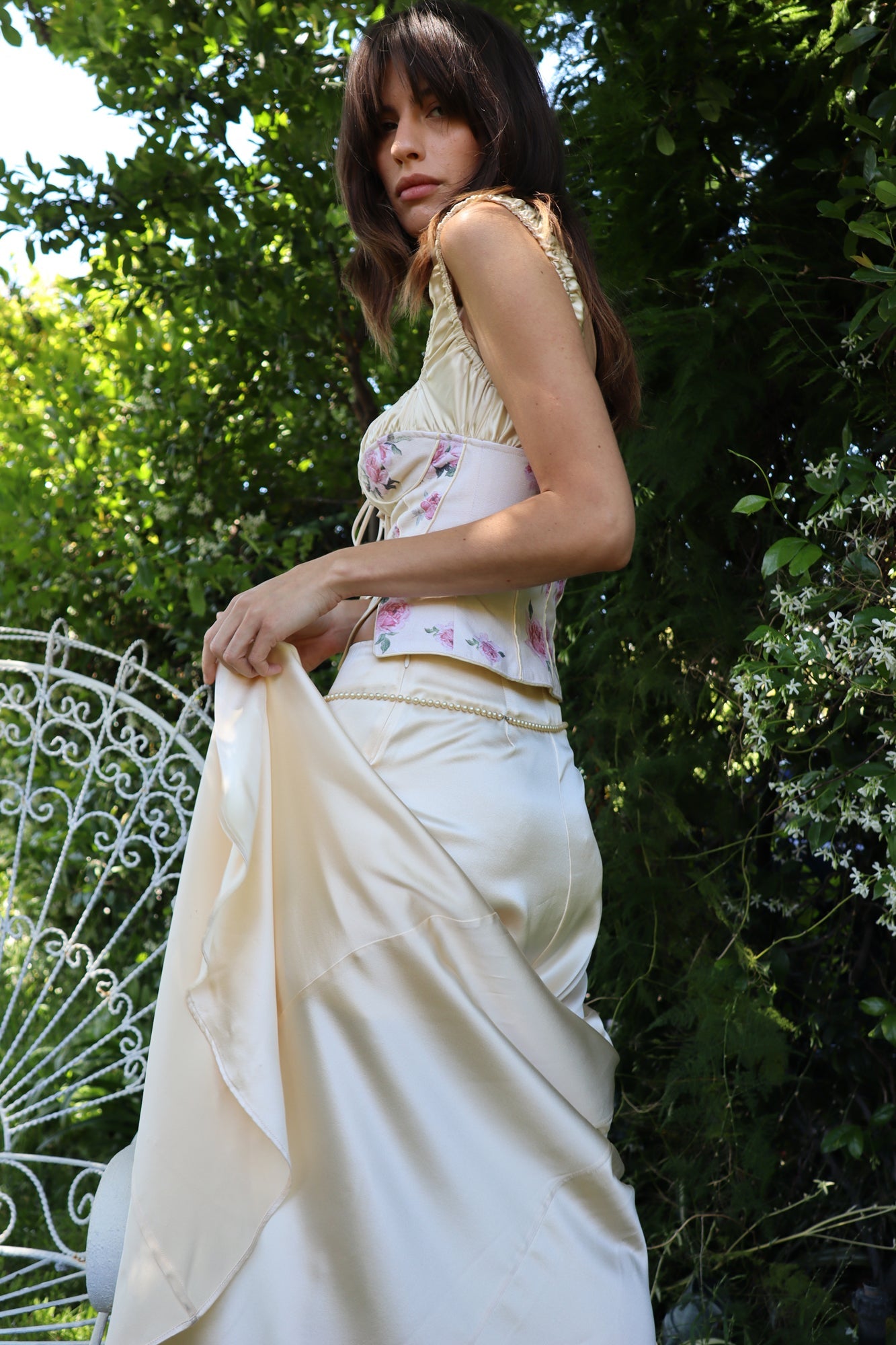 NOEL MID RISE FLOOR LENGTH SKIRT - IVORY - FAIT PAR FOUTCH